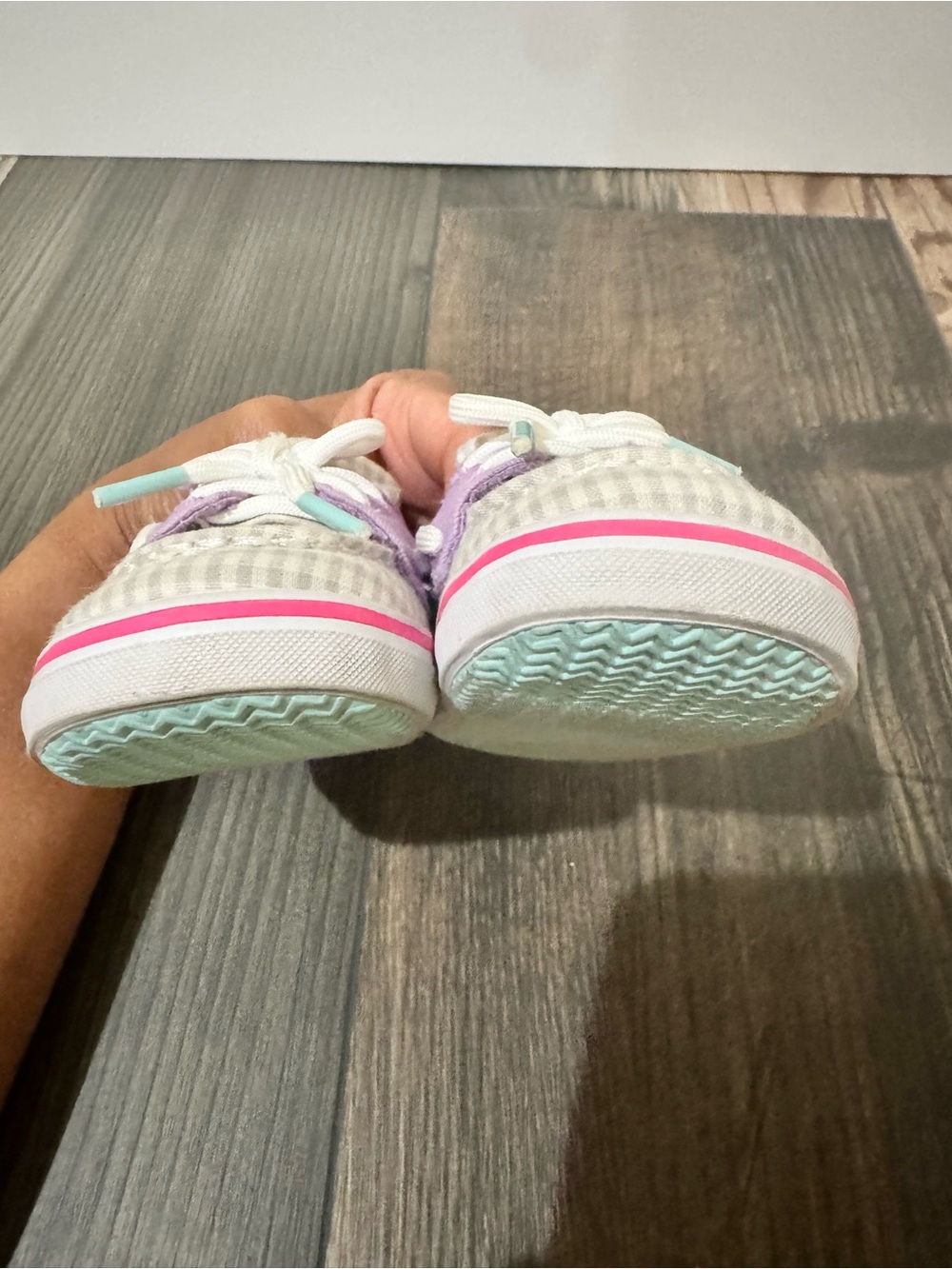 Sperry Intrepid Crib Gingham Boat Shoes Girls Toddler Size 2M Pink Purple - Picture 11 of 15